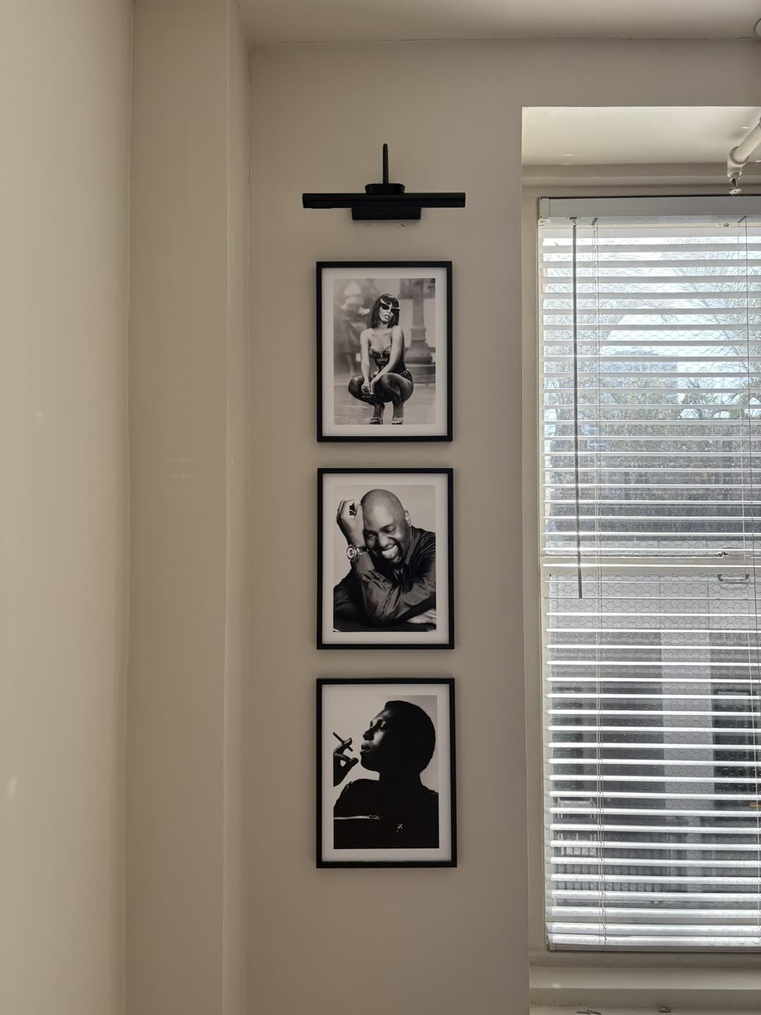Gallery wall with 3 framed black and white photos